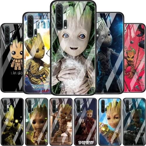Baby Groot Cutest Tempered Glass Cover For Honor 30 20 10 9X 8X Lite Pro Plus Phone Case Coque Shell