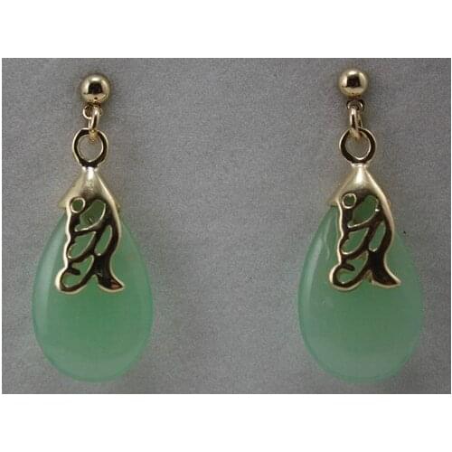 ER000124 Elegant Natural jade Drop Earring