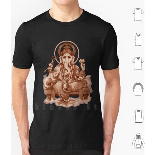 Ganesh The Remover Of All Obstacles T Shirt Big Size 100% Cotton Shiva Ganesha Ganesh Painting Shiva Parvati Ganesha Buttons