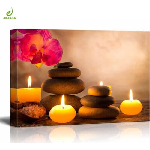 JHLJIAJUN Canvas Painting Flower Candle Stone Landscape Bright HD Posters 3D Wall Art Picture Home Decor Wall Art For Yoga Room
