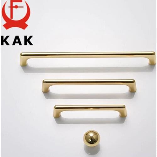 KAK Fashion Bright Gold Cabinet Handles Solid Drawer Knobs Kitchen Handles Cupboard Door Pulls Furniture Handle Cabinet Hardware
