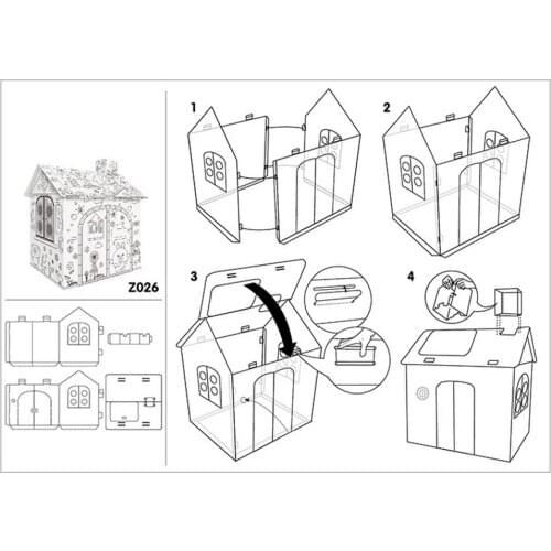 DIY 2.2 Feet Tall Large Cardboard Coloring Creative Crafts Play House Project Assemble and Paint Educational Toys For Kids