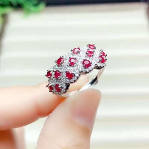 Myanmar 925 silve Natural Ruby Gemstone Ring Fine Jewelry 3mm