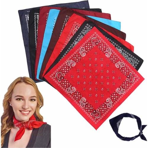 Multifunction Bandana Headscarf Fashion Hip Hop Cotton Headband Printed Square Scarf Handkerchief 50*50CM for Women Men Children