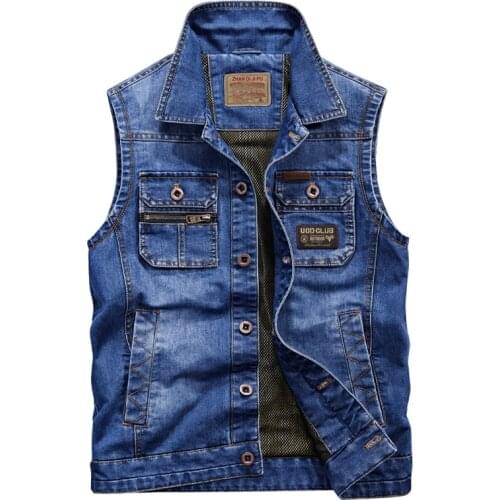 2019 Men Fashion European Style Cowboy Waistcoat Sleeveless Jacket Top Quality Denim Jacket Men Jeans Vest Plus Size 5XL 6XL