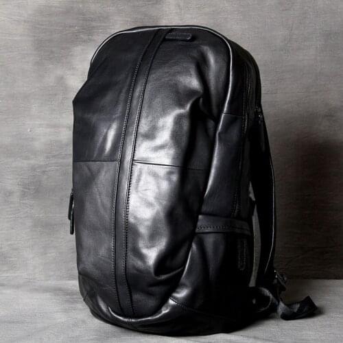 Vintage Oxhide Top Layer Cow Leather Shoulder Bag Handmade Head Leather Backpack Cowhide Mens Computer Bag