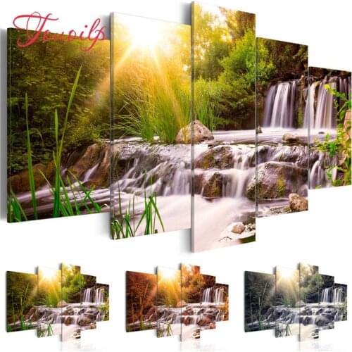 TOUOILP Full Square/Round Drill DIY 5pcs Diamond Painting"Waterfall Natural Beauty"Embroidery Cross Stitch 5D Home Decor Gift
