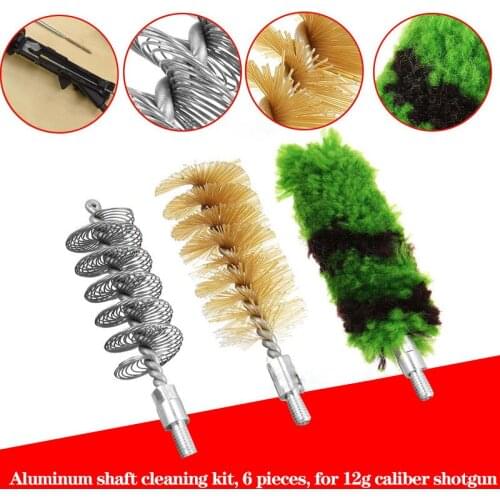 Aluminum shaft cleaning kit, 6 pieces, for 12g caliber shotgun