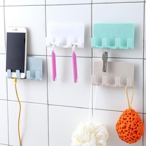 Cell Phone Wall Mount, Multi Purpose Phone Charging Holder Shaving Razor Towel Hook Bracket Plug Hooks for Smartphone Tablet