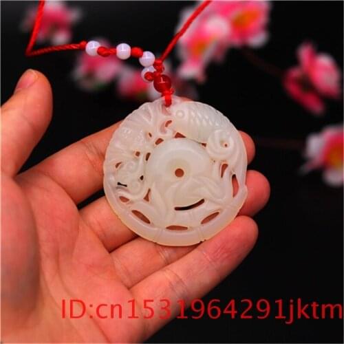 Jade Bat Pendant Necklace Gifts White Double-sided Men Women Chinese Carp Amulet Charm for Accessories Carved Natural Jewelry