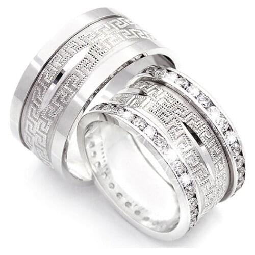 Couple Wedding Ring Sterling Silver 925 Woman And Man Luxury Jewelry Bands Fashion Engagement Anniversary Ancient Greek Model