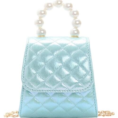 Little Girls Autumn Winter Solid Color Shoulder Bag Children Faux Pearl Handle Messenger Bag Cute Mini Crossbody Bag Handbag