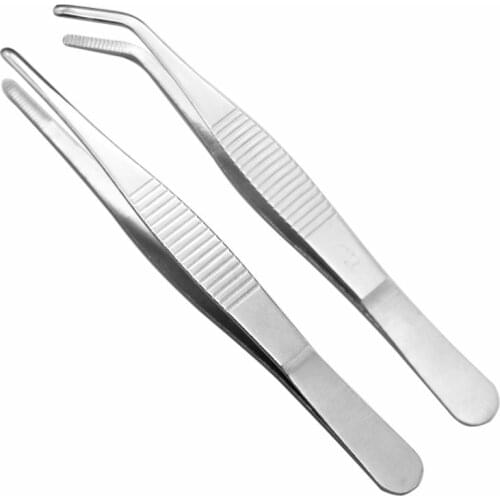 Stainless Steel Anti-iodine and Anti-acid Anti-corrosion Medical Tweezers 12.5cm-30cm Straight Elbow Tweezers Medical Tools