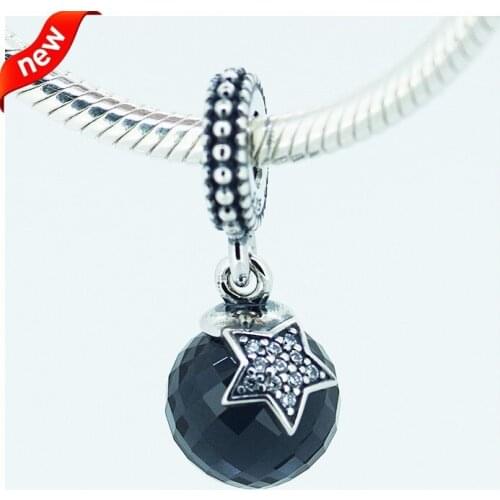 Midnight Blue Moon and Star Beads DIY Fit for Pandora Bracelets 100% 925 Sterling Silver Fashion Charms Jewelry