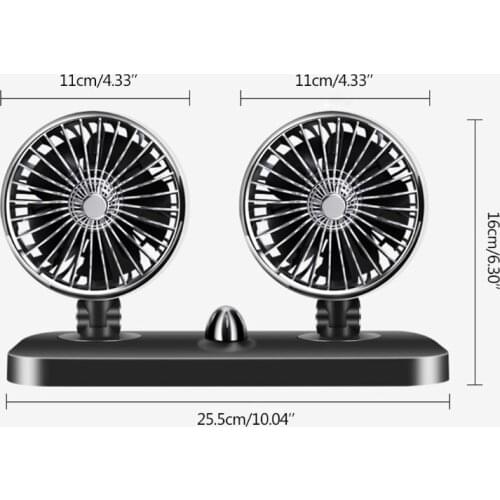 R3MD 2 Speed Cooling Air Circulator Low Noise Automotive Dual Head Fan with Super Rubber Pad