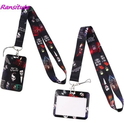Ransitute R2006 Movie Figure Clown Lanyard Card ID Holder Car KeyChain ID Card Pass Gym Phone Badge Kids Key Ring Holder Jewelry