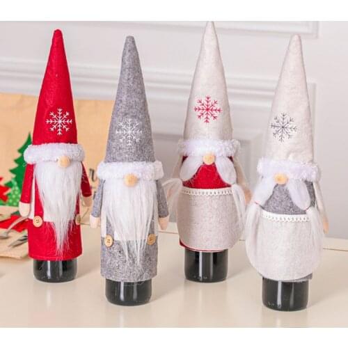 Christmas Faceless Doll Wine Bottle Covers Bag Linen Santa Claus Champagne Bottle Cover Home Christmas Party Decorations