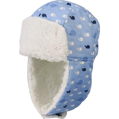 Earflap Hat Winter Boy Beanie Bomber Hat Child Fleece Warm Autumn Whale Skiing Waterproof Outdoor Accessory Toddler Baby