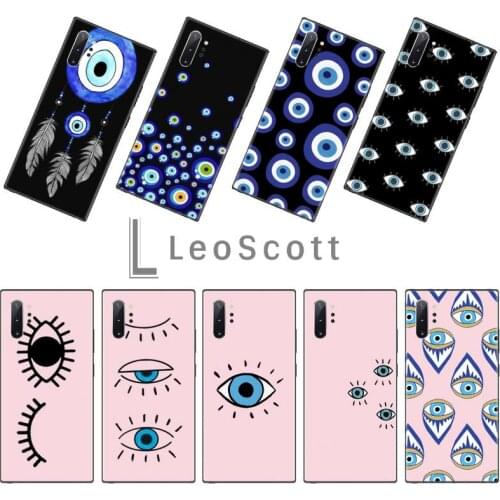 Lucky Eye Blue Evil Eye Silicone Black Phone Case For Samsung Galaxy S8 S9 S10 Plus Lite S10E Note 3 4 5 6 7 8 9 10 Pro cover