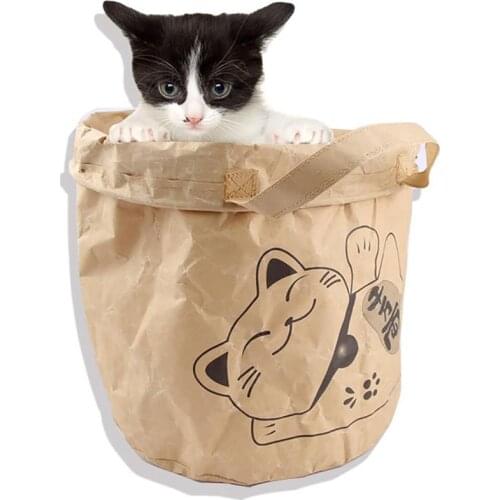 Dorakitten 1pc Kitten Hideaway Bag Collapsible Retro Cat Toy Basket Kraft Paper Cat Bag For Cat Pet Accessories Pet Supplies