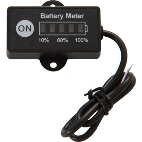 LED 5 BAR Display Mini Battery Meter Battery Indicator 12/24V for Motorcycle Golf Carts Test Voltage of Battery