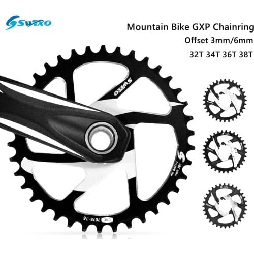 SWTXO GXP Mountain Bike Chainring 32T/34T/36T/38T Crown Offset 3mm/6mm Bicycle chainring for Sram NX XX XO GX single disc tray
