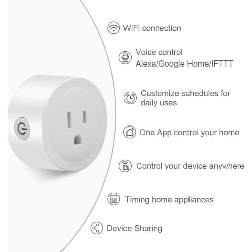 Mini US Wifi with 2.4G Plug with Surge Protector 110-240V Voice Control Smart Socket Work Support APP Timer Socket Home Remote