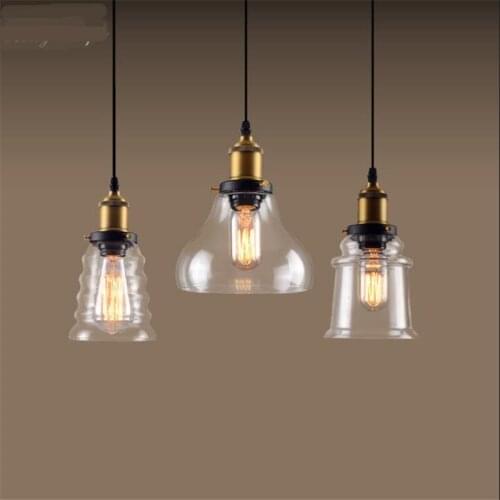 Vintage Loft Handmade clear glass Led E27 Pendant Light For Dining Room Living Room Bar Restaurant 80-265V 2128