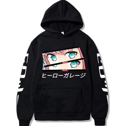 Japan Anime Darling In The Franxx Kawaii Zero TWO Eyes Hoodies Men Women Funny Manga Winter Fashion Long-sleeve Warm Sweatshirt