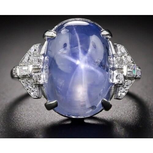 WYJZY Blue stone noble temperament ring ladies classic attendance party decoration ring ladies daily travel dress jewelry