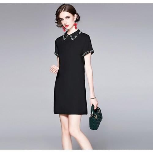 Women Summer Dresses Office Lady A-LINE Diamonds Mid-Calf O-Neck Women Elegant Dress Party Vintage Night 2021 New Women Dresses