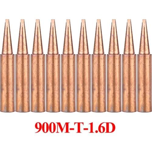10Pcs/lot Pure Copper Solder Tips 900M-T-1.6D Lead-free Welding Head BGA Soldering Station Tools