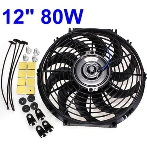 12inch Electric Fan & Fittings 12V 80W Push/Pull Universal Radiator Cooling For Cars Vans Trucks Caravans