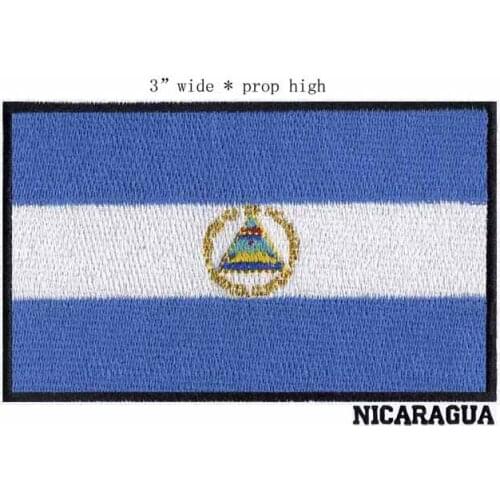 3" wide Nicaragua embroidery flag patch for sewing on kids clothes/Lakes and volcanoes/Managua