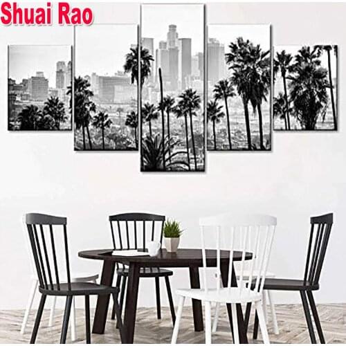 5 Panel Blue Watercolor Abstract diamond painting cross stitch Full Square Round diamond embroidery Crystal mosaic Amazing Lands