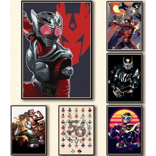 50 Designs Kamen Rider Whitepaper Poster Artwork Fancy Wall Sticker for Coffee House Bar