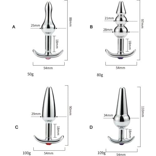 4 Style Metal Anal Plug Outdoor Wear Butt Plug Sex Toys with Crystal Jewelry Insert Anal All Day Suitable for Women and Men