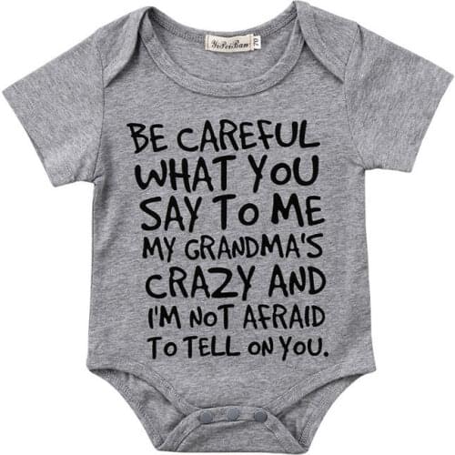 Newborn Baby Bodysuits Boys Girls Short Sleeve Letter Jumpsuit Bodysuit Outfits Summer Gray Casual Baby Clothes