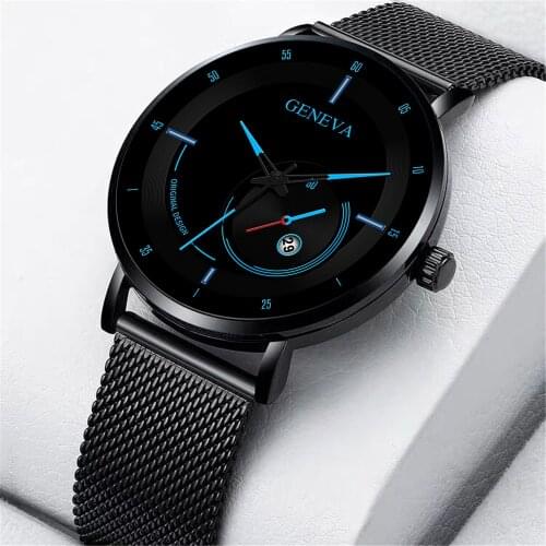 2021 Minimalistic Watches For Men Fashion Leisure Mens Watch Quartz Watch Business Stainless Steel Mesh Belt Relogio Masculino