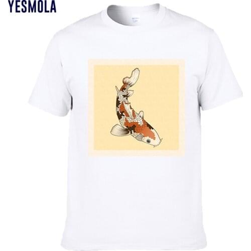 YESMOLA Japanese Koi Carp Fish T Shirts Japan Style Men T-shirt Male Female Slim Fit Unisex Short Sleeve Teeshirt Hanukkah