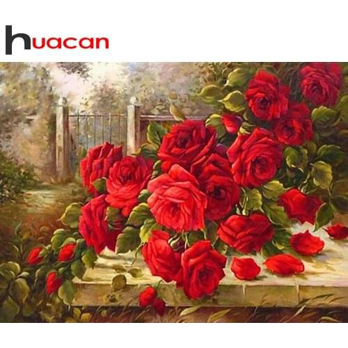 Huacan 5D DIY Diamond Painting Full Square/Round Peony Mosaic Diamond Embroidery Complete Kit Flower Beaded Pictures