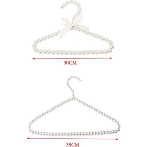 Plastic Imitation Pearl Clothes Hanger Bow Dress Coat Storage Organizer Dry Rack U2JC