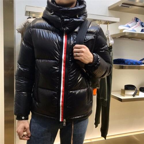 Winter new mens hooded casual down jacket thick and warm mens winter clothing black waterproof Double row zipper padded coat