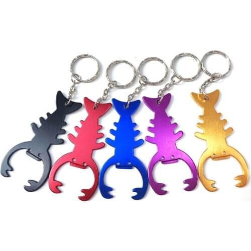 Personalized LOGO Lobster Aluminum Beer Bottle Opener With Fashion Keychain Key Ring Pendant Wedding Favor Gift