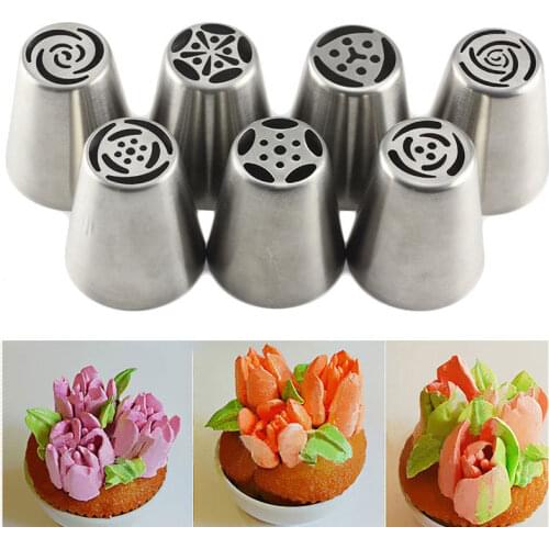 Mujiang 7Pcs Russian Piping Tips Cake Pastry Nozzles Cake Decorating Tools DIY Biscuits Cake Pastry Nozzles Tips Decorating Tool