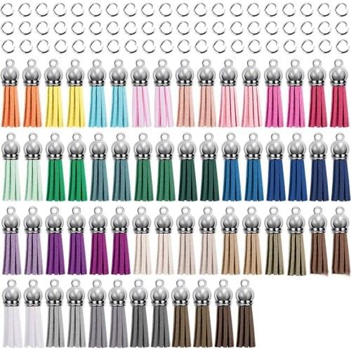 120Pcs Keychain Tassels Kit Leather Tassel Charms and Jump Rings for Jewelry Making, Keychain, Bracelets and DIY Craft