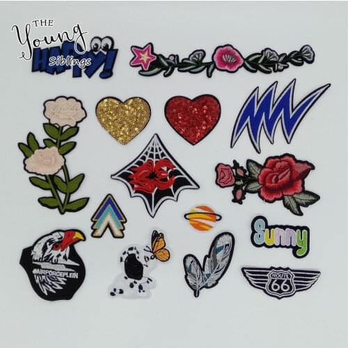 Fashion style Cartoon Patches Hot melt adhesive Applique Embroidery Stripes patchs DIY Sewing Badges Craft Clothing Accessory