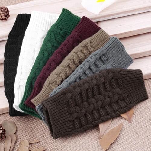 2017 New Men Women Knitted Solid Color Long Fingerless Winter Gloves Soft Warm Mitten
