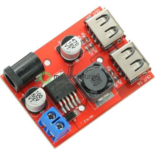 LM2596 LM2596S Dual USB DC-DC 9V 12V 24V 36V to 5V 3A Step Down Buck Converter Board Car Charger Solar Power Supply Module M8