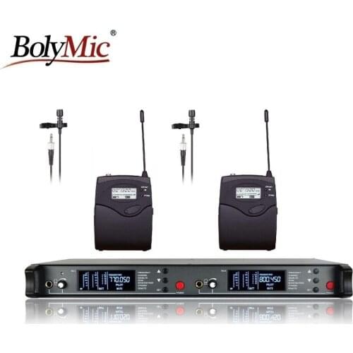 Bolymic Professional lavalier microphone Dual channels UHF Wireless Microphone